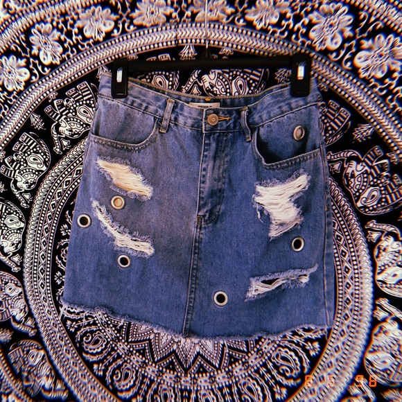 80s fashion jean skirt